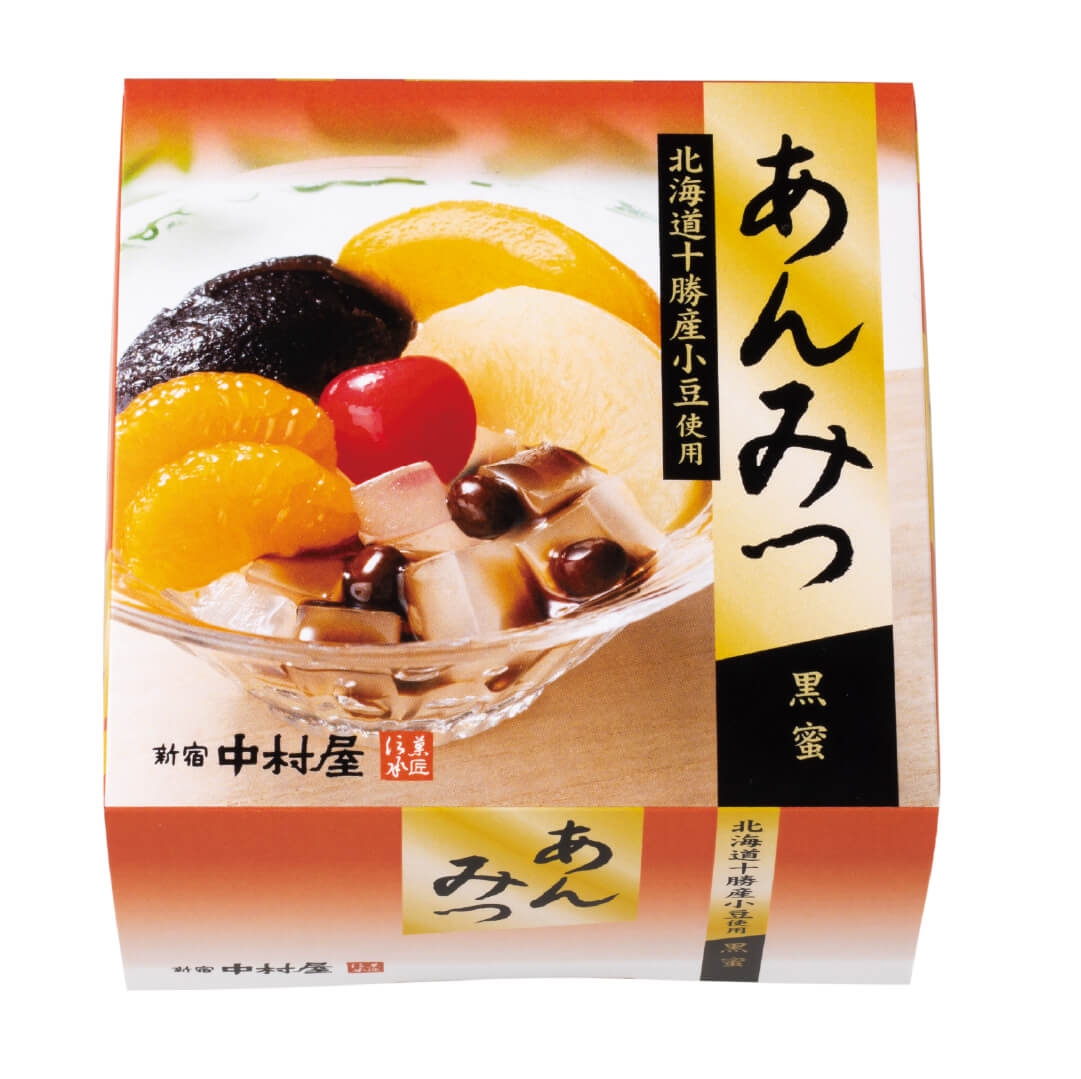 新宿中村屋 あんみつ 黒蜜 外箱パッケージ