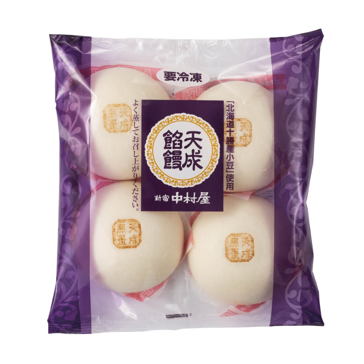 新宿中村屋 天成（小）餡饅 4個入り包装 単体パッケージ
