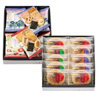 新宿中村屋「あられ・うすあわせ10個入」2折セット（蓋を開けた状態）詰め合わせギフトの中身が見える画像