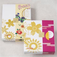 新宿中村屋「あられ・うすあわせ10個入」2折セット（蓋を閉じた状態）上品な化粧箱入りラッピング付き ギフトセット外箱パッケージ画像